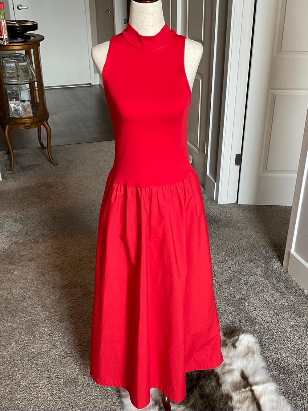 a new day Red Sleeveless Midi Dress with Mock Neck